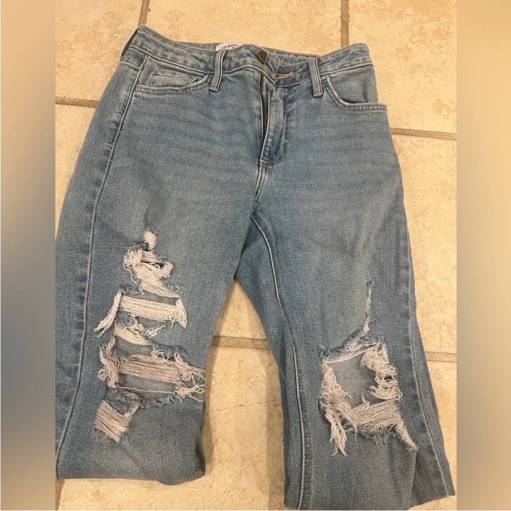Light Blue Distressed Cropped Jeans
